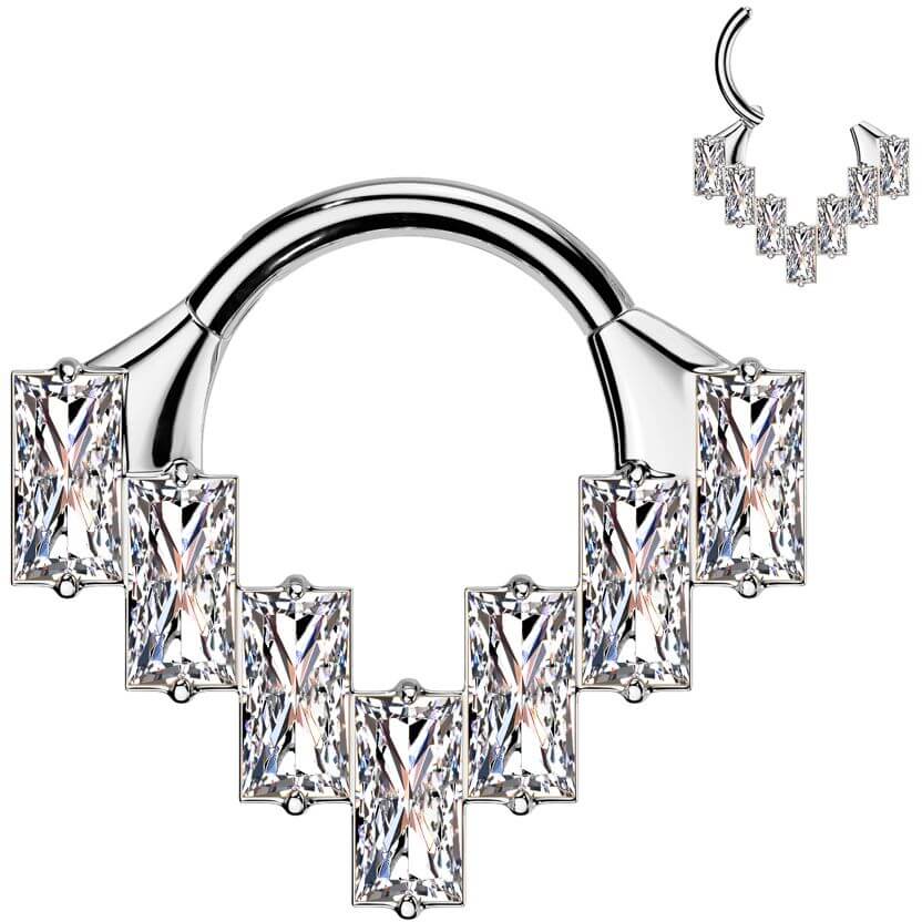 Titan Ring Zirkonia Baguette Schliff Clicker - Image 3