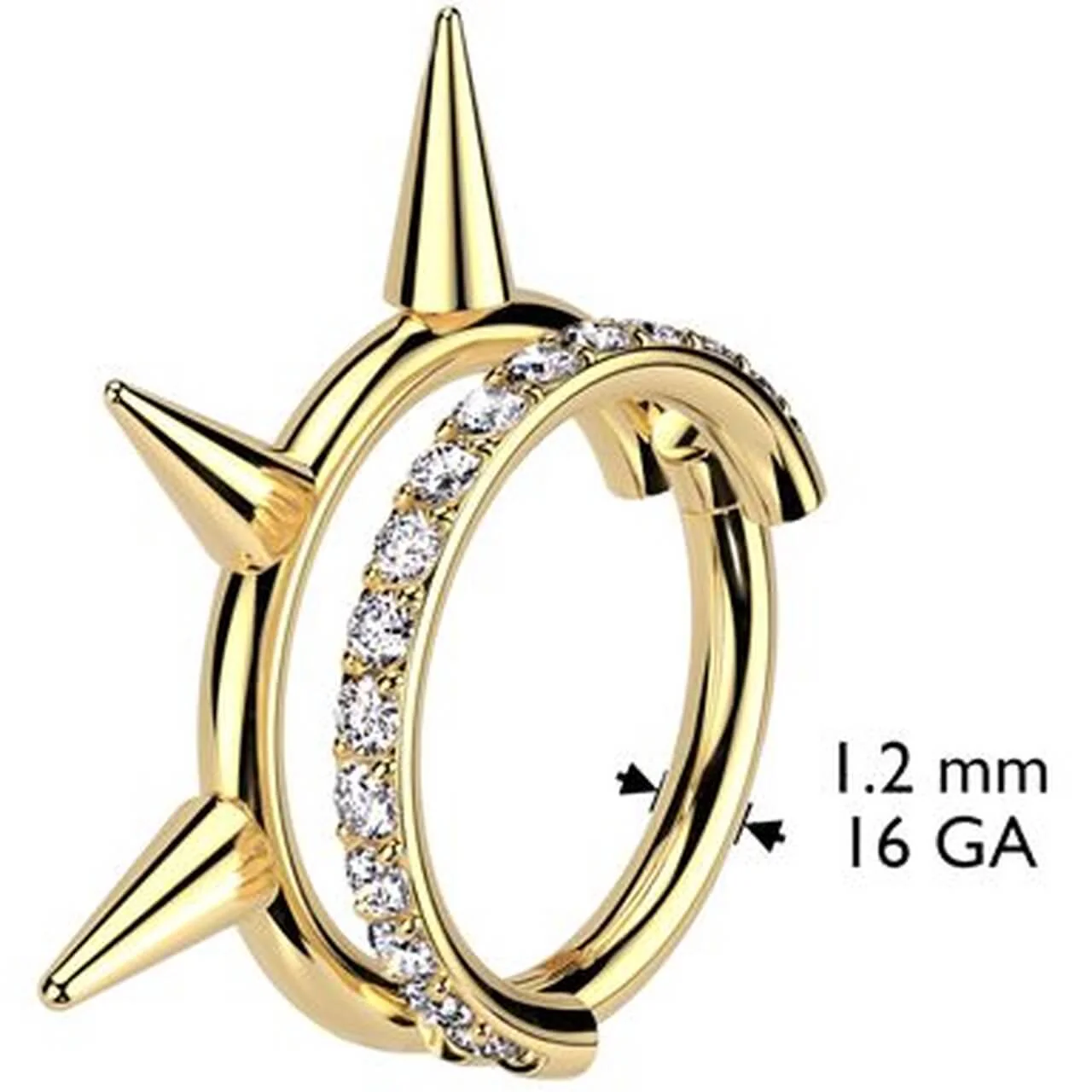 Titan Ring Doppelter Ring Stacheln Zirkonia Clicker - Image 2