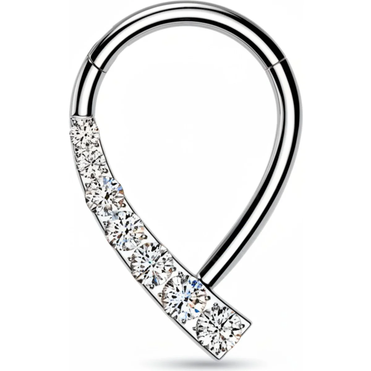 Titan Ring Tropfen Zirkonia Clicker