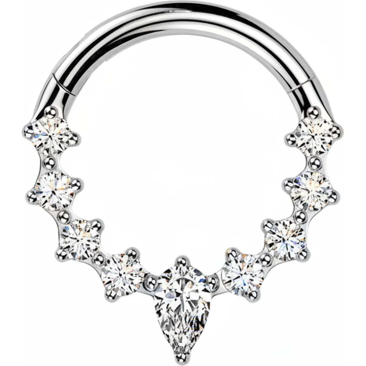 Titan Ring Tropfen Zirkonia Clicker