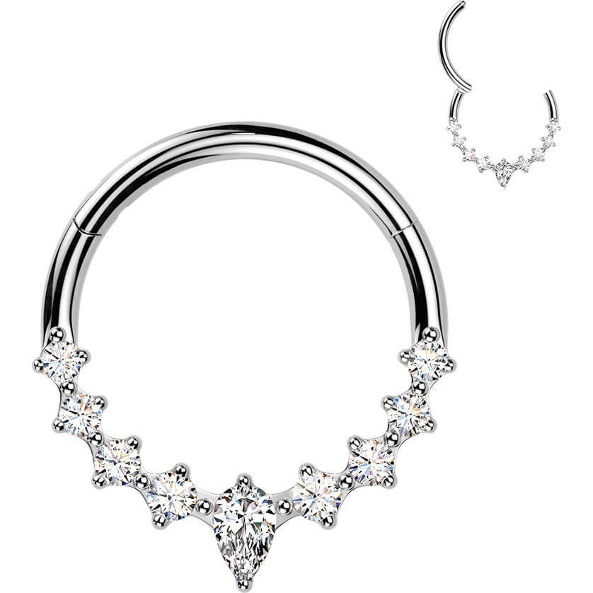 Titan Ring Tropfen Zirkonia Clicker - Image 6