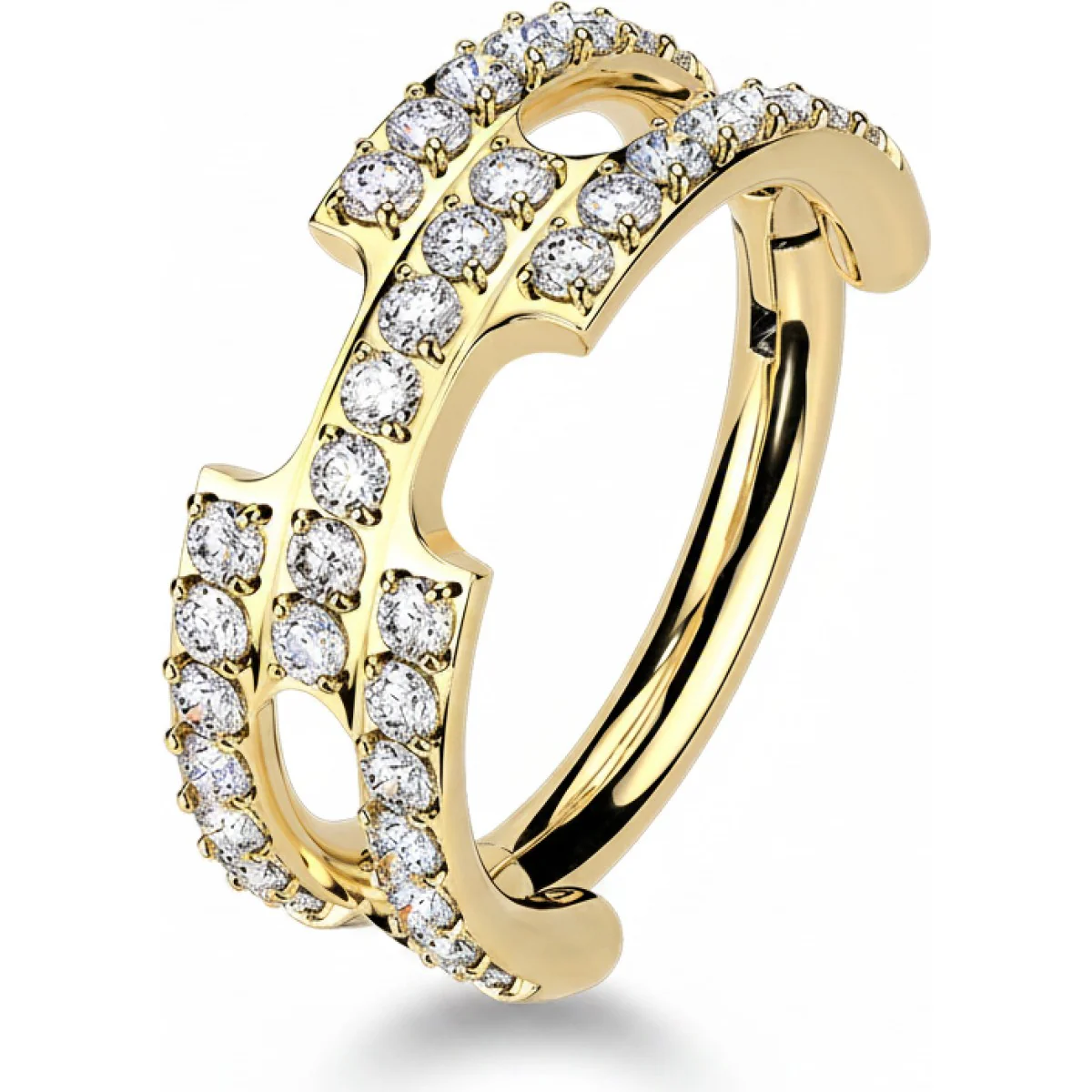 Titan Ring Dreireihen Zirkonia Clicker