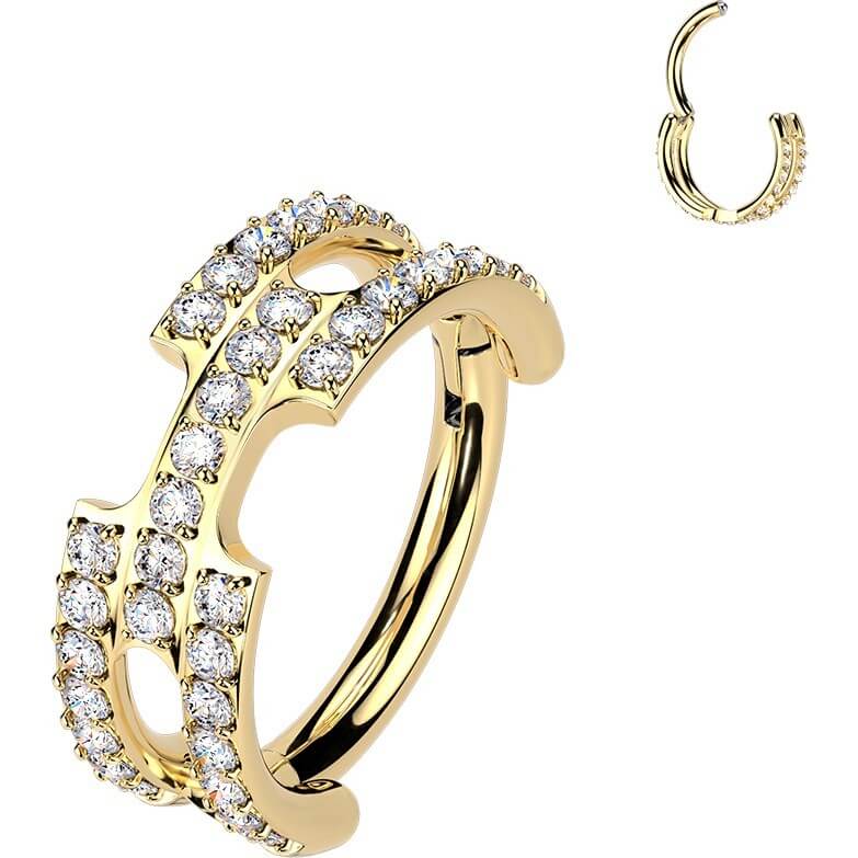 Titan Ring Dreireihen Zirkonia Clicker - Image 3