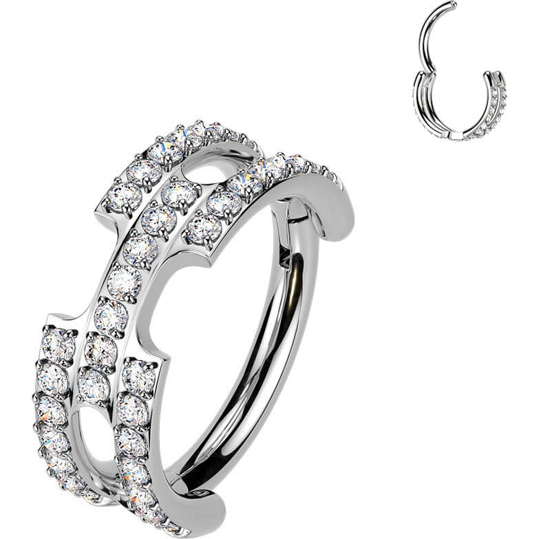Titan Ring Dreireihen Zirkonia Clicker - Image 5