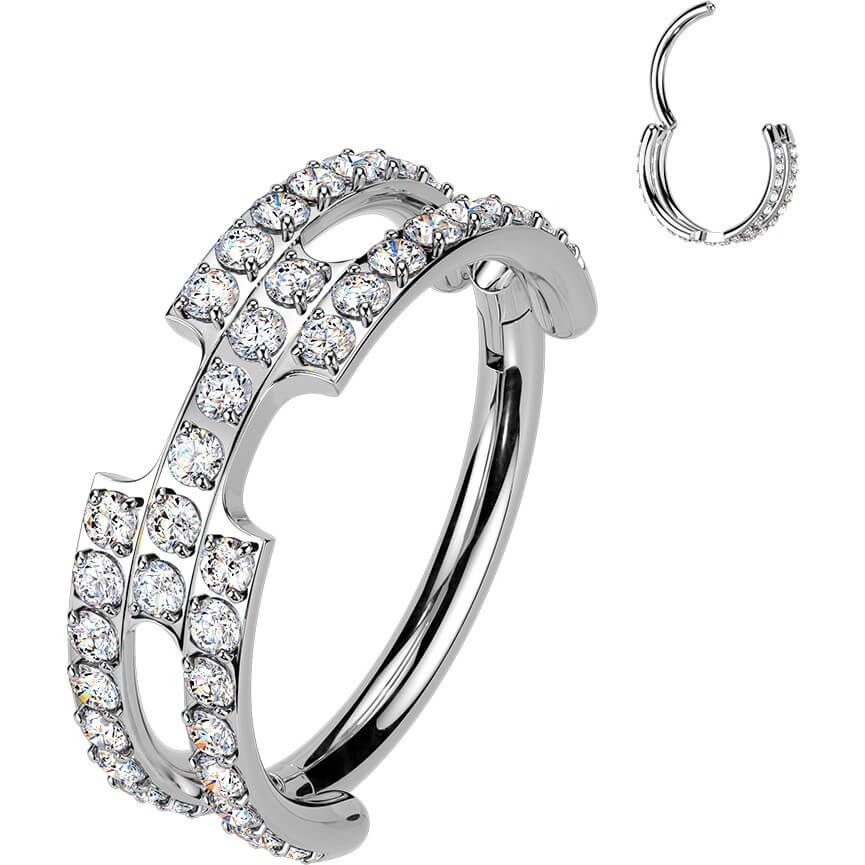 Titan Ring Dreireihen Zirkonia Clicker - Image 6