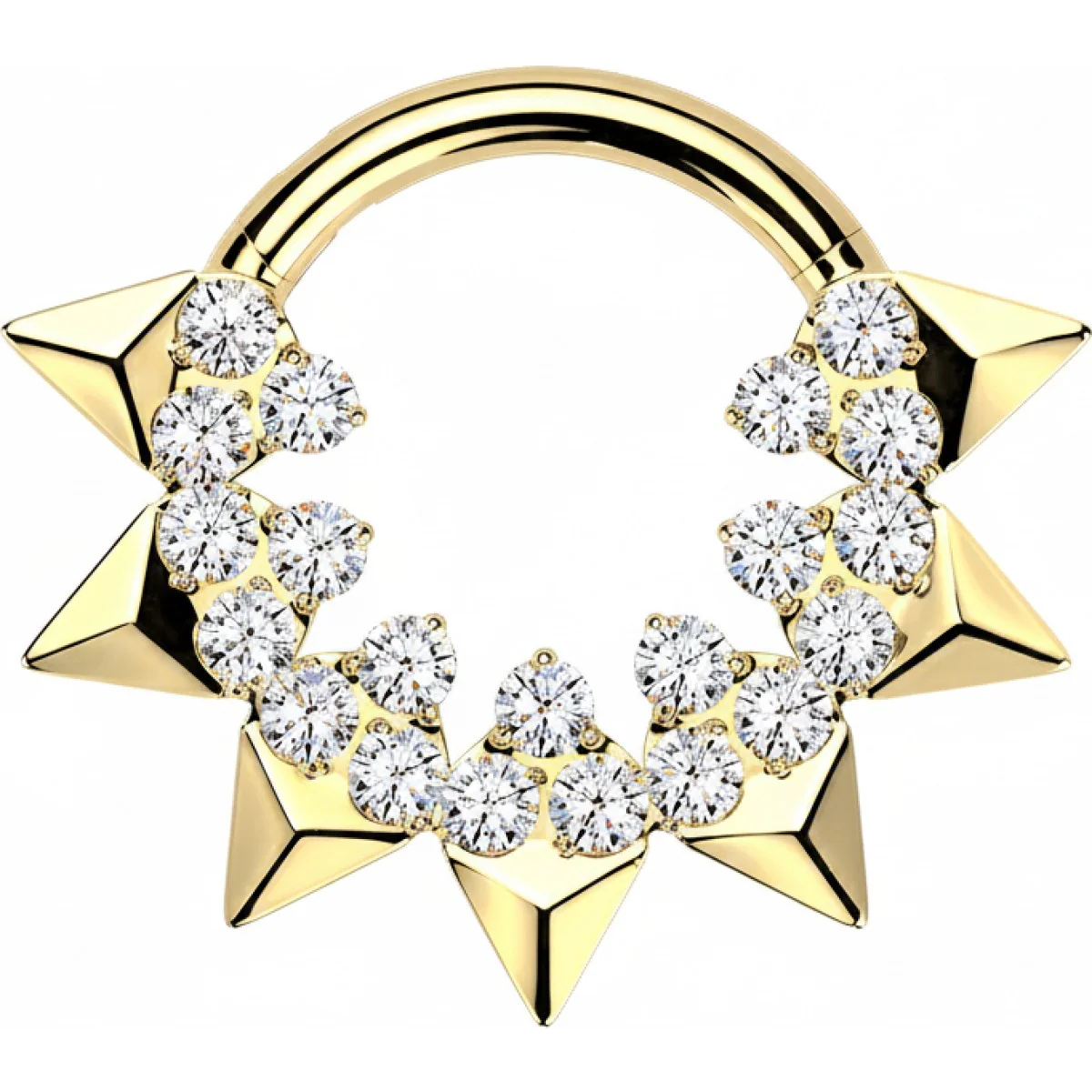 Titan Ring Spikes und rund Zirkonia Clicker