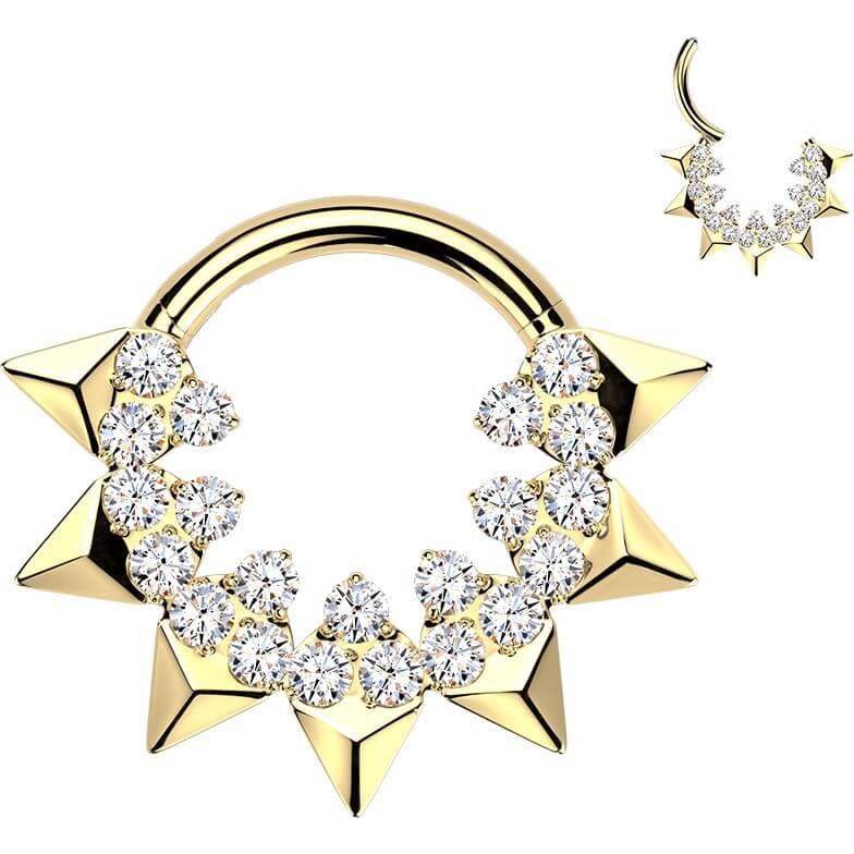 Titan Ring Spikes und rund Zirkonia Clicker - Image 3