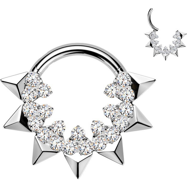 Titan Ring Spikes und rund Zirkonia Clicker - Image 4