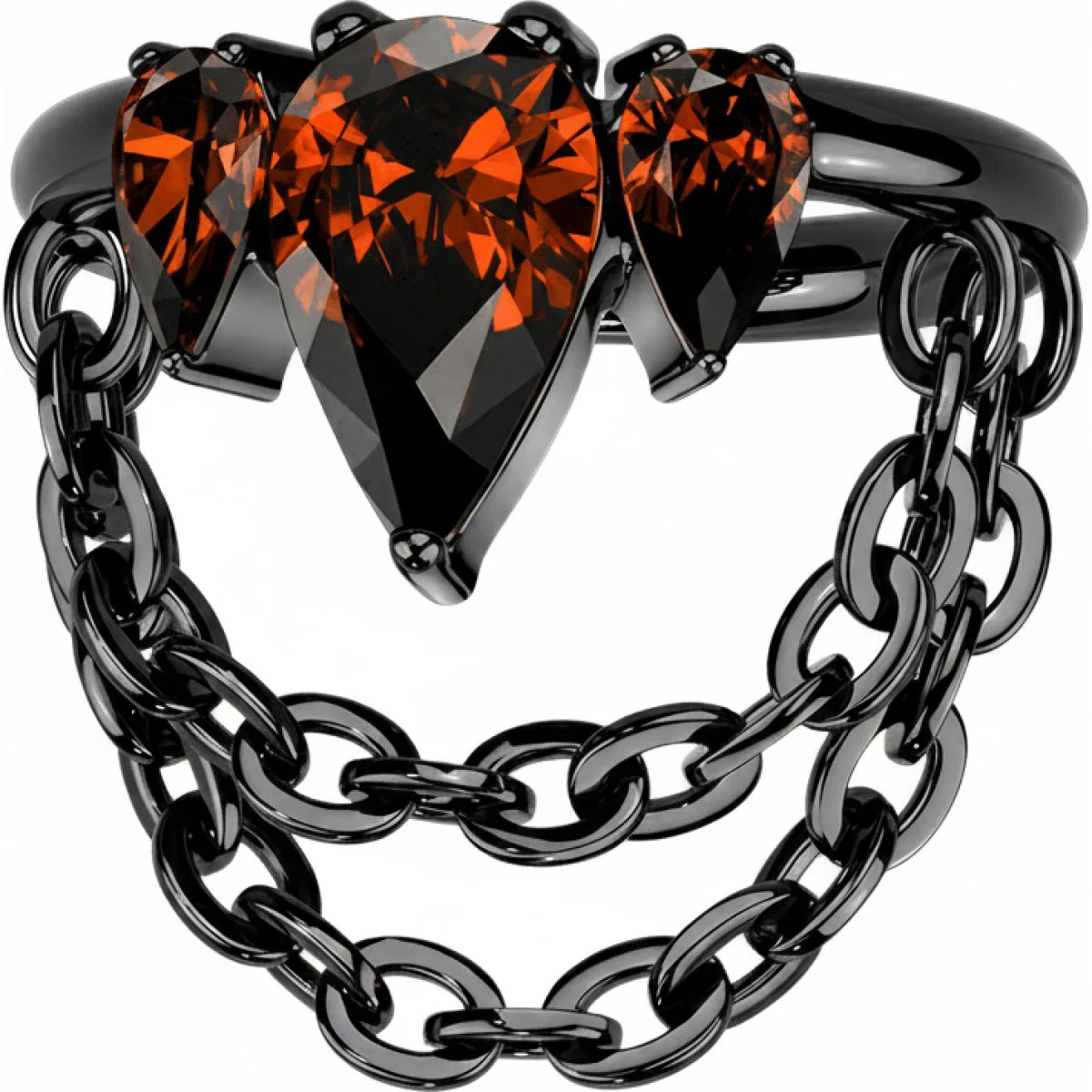 Titan Ring Zirkonia Doppelkette beweglich Clicker