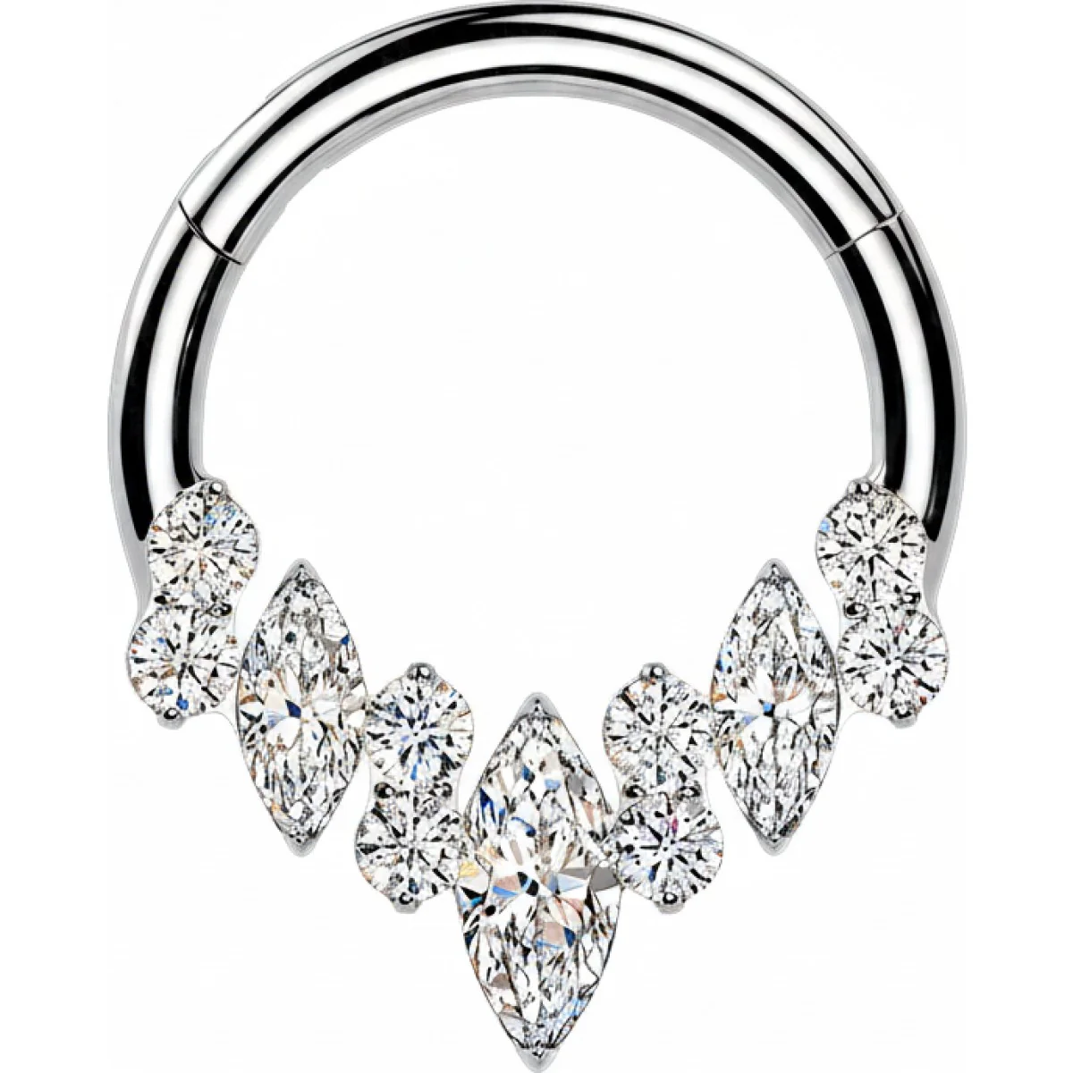 Titan Ring Zirkonia rund Marquise Schliff Clicker