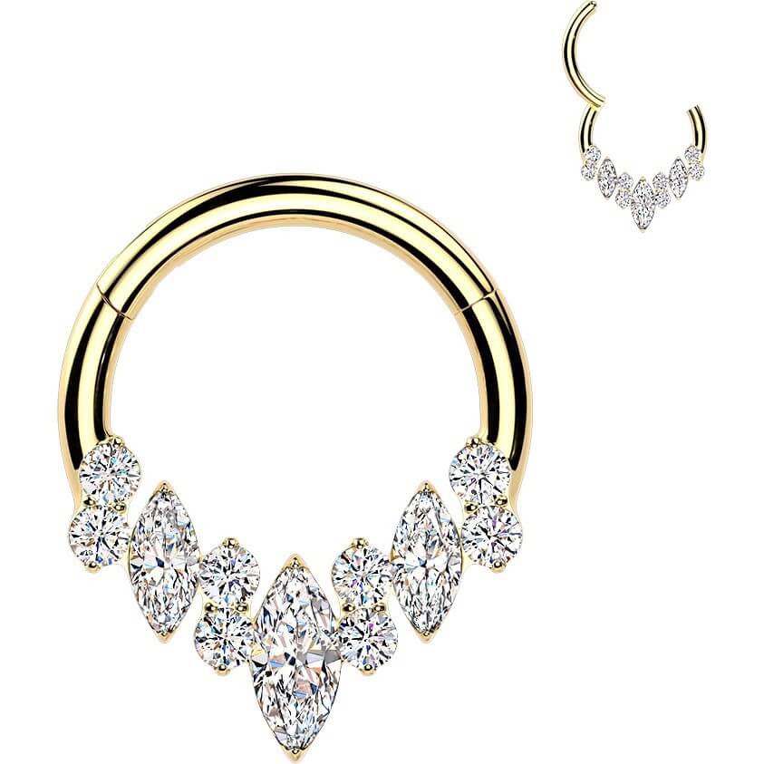 Titan Ring Zirkonia rund Marquise Schliff Clicker - Image 3