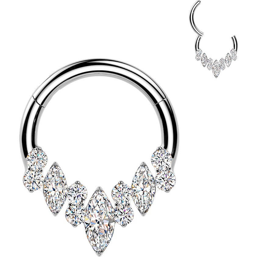 Titan Ring Zirkonia rund Marquise Schliff Clicker - Image 4