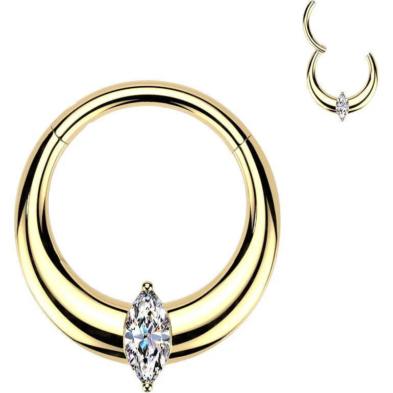 Titan Ring breit Marquise Zirkonia Mitte Clicker - Image 3