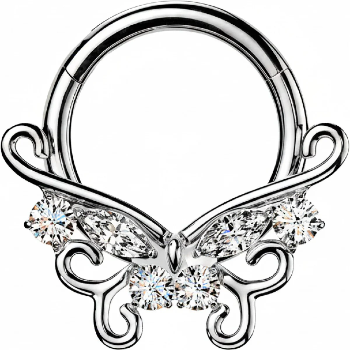 Titan Ring Filigran Schmetterling Zirkonia Clicker