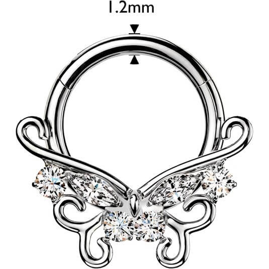 Titan Ring Filigran Schmetterling Zirkonia Clicker - Image 2