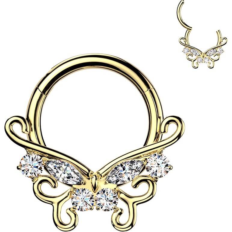 Titan Ring Filigran Schmetterling Zirkonia Clicker - Image 3