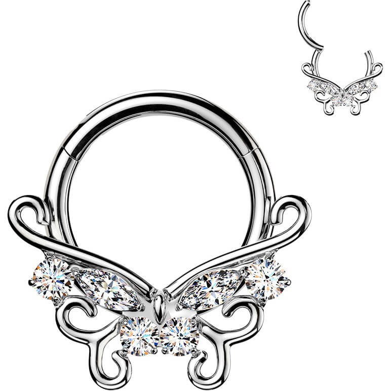 Titan Ring Filigran Schmetterling Zirkonia Clicker - Image 4