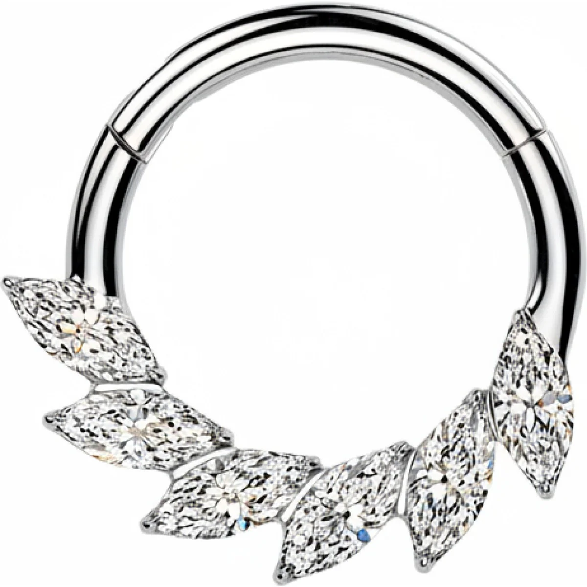 Titan Ring Marquise Zirkonia Wirbel Fächer Clicker