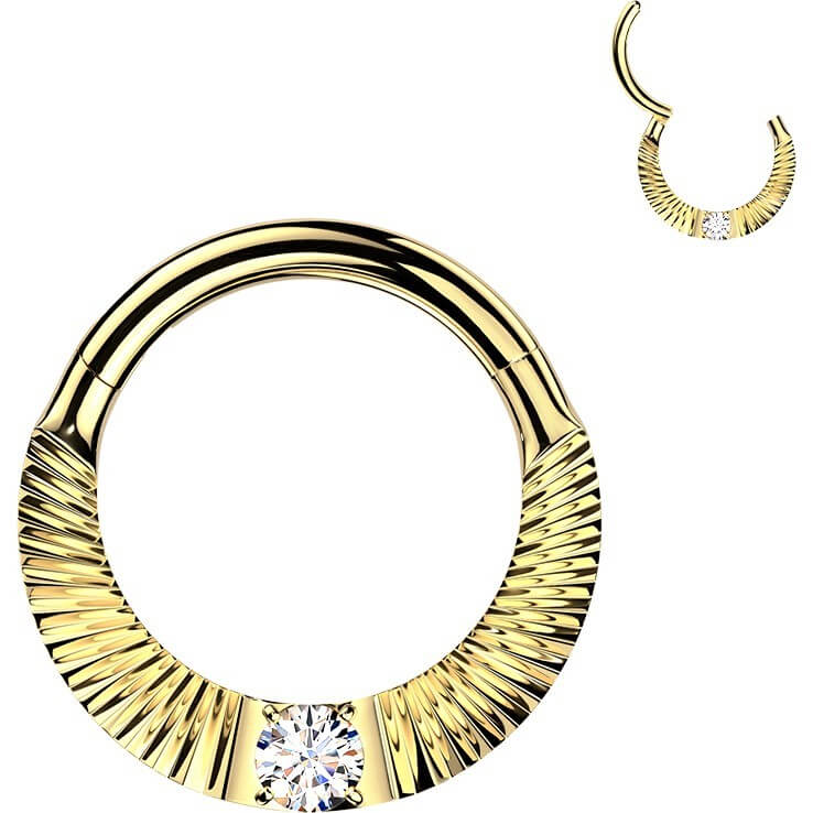 Titan Ring Zirkoniaschliff rund Zirkonia Mitte Clicker - Image 3