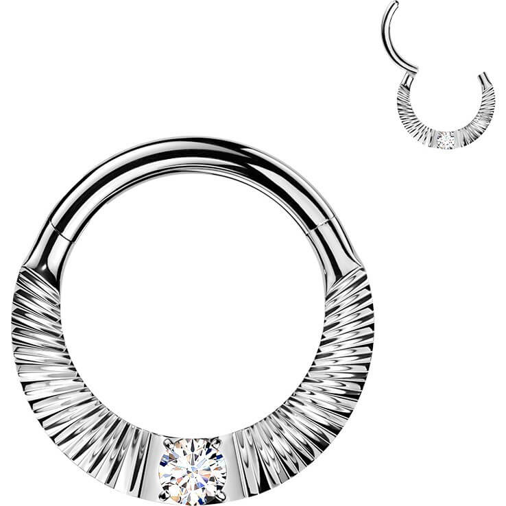 Titan Ring Zirkoniaschliff rund Zirkonia Mitte Clicker - Image 4