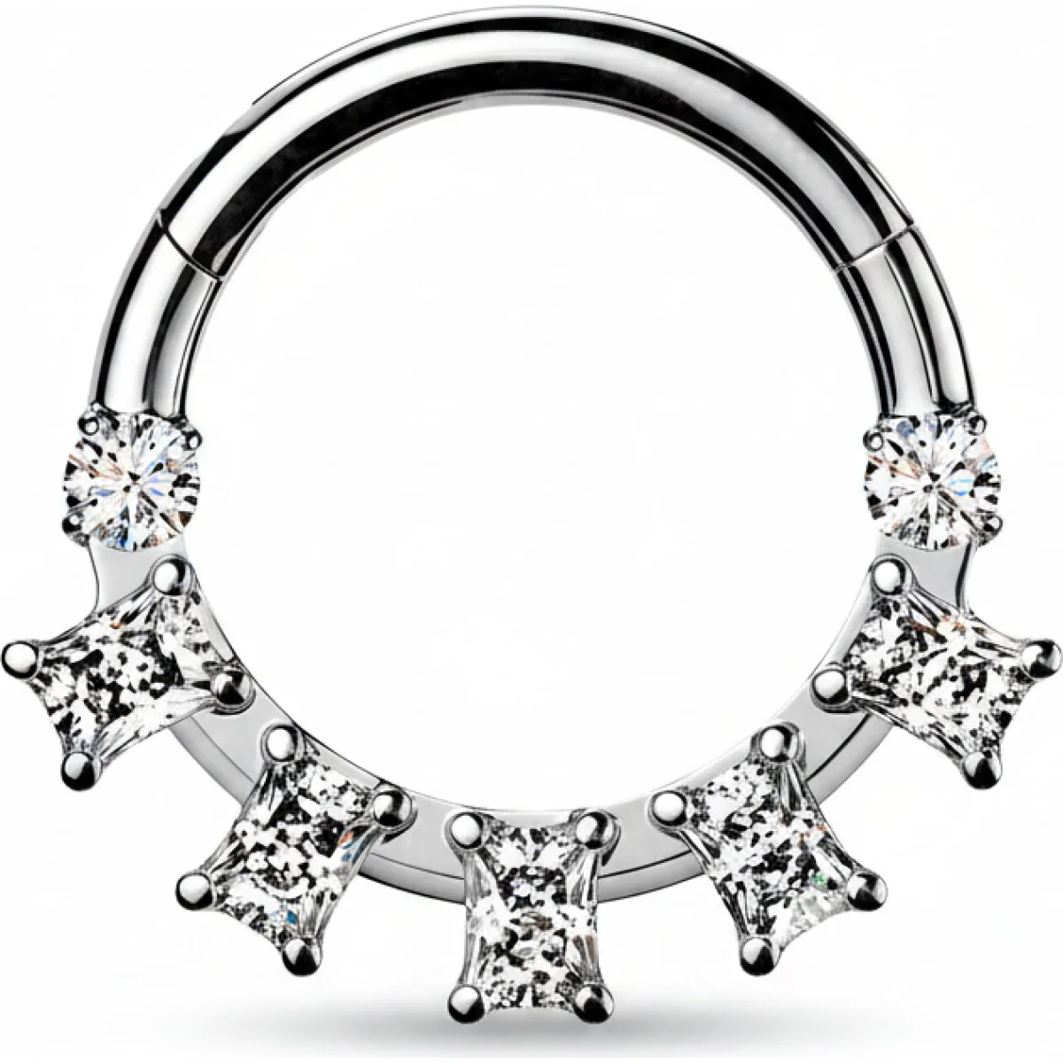 Titan Ring Baguette Zirkonia Fächer Clicker