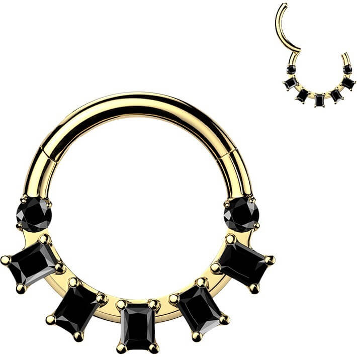 Titan Ring Baguette Zirkonia Fächer Clicker - Image 3