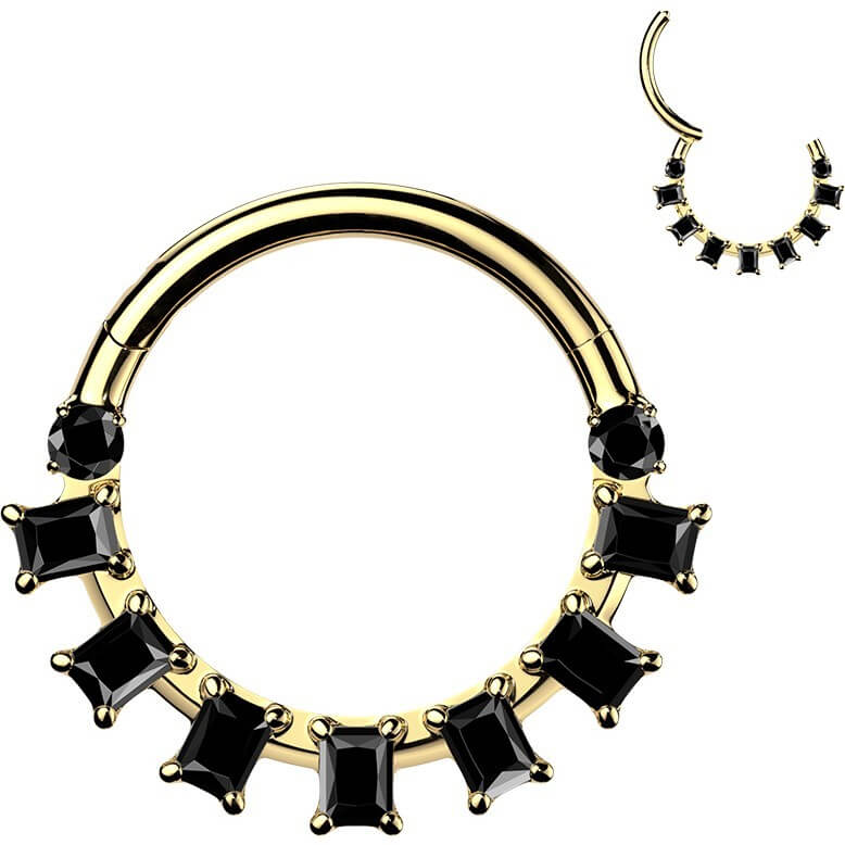 Titan Ring Baguette Zirkonia Fächer Clicker - Image 4