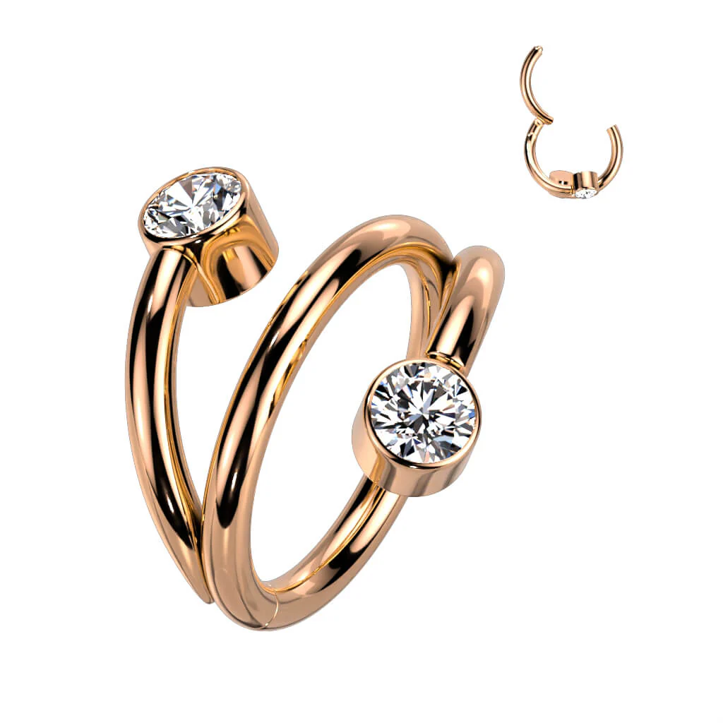 Titan Ring Doppelreihe Kugel Zirkonia Clicker - Image 4