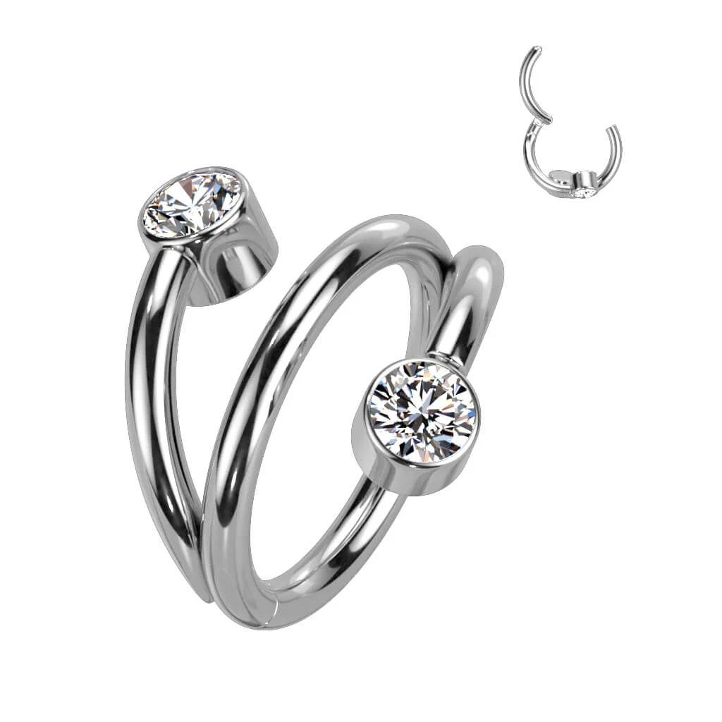 Titan Ring Doppelreihe Kugel Zirkonia Clicker - Image 5