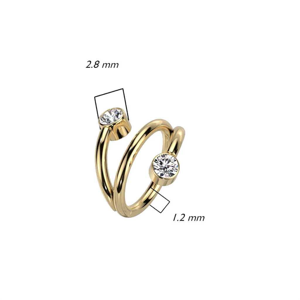 Titan Ring Doppelreihe Kugel Zirkonia Clicker - Image 6