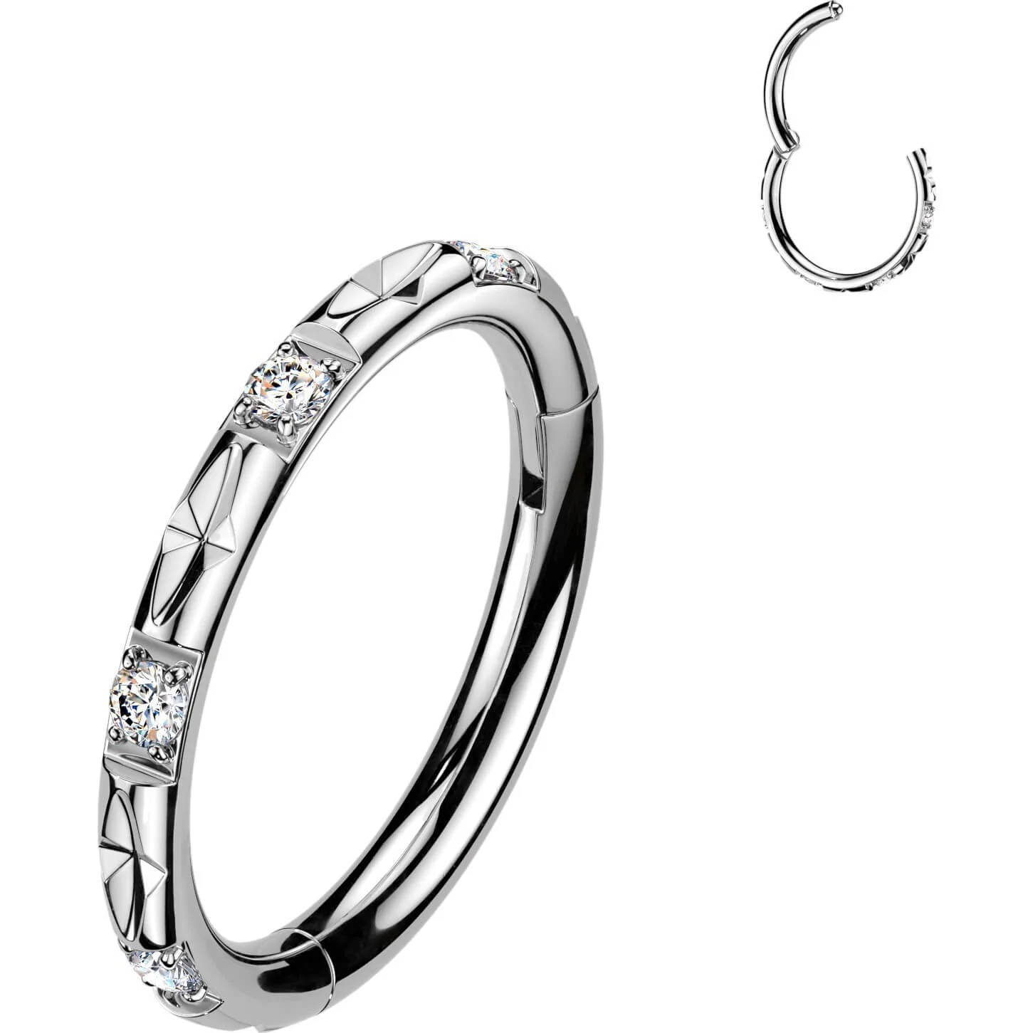 Titan Ring nach außen gerichtete Facettenschliffe Zirkonias Clicker - Image 5