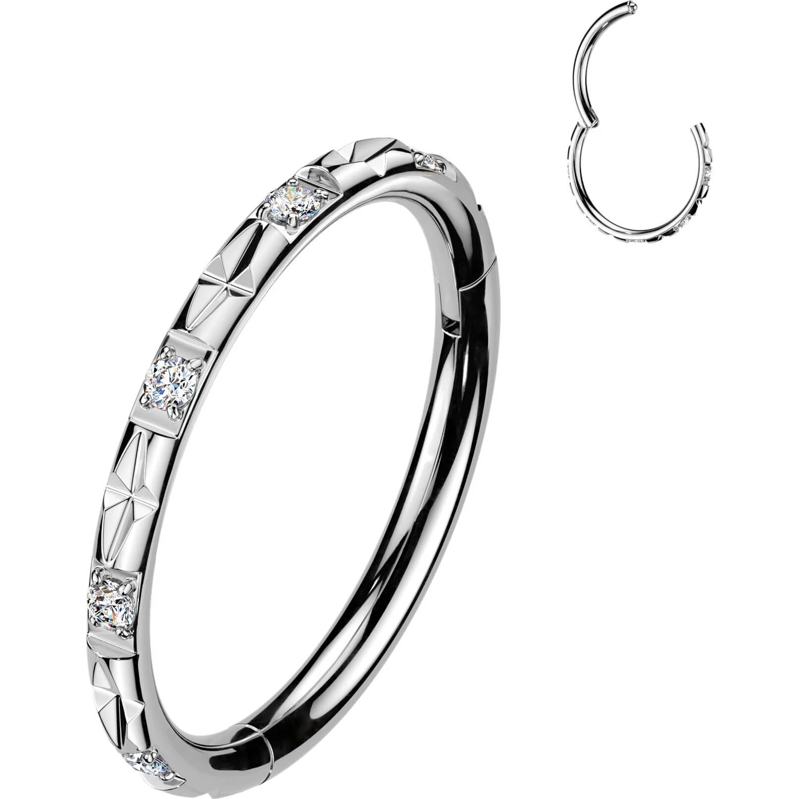Titan Ring nach außen gerichtete Facettenschliffe Zirkonias Clicker - Image 6