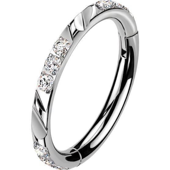 Titan Ring Facettenschliffe dreifach Zirkonia Clicker