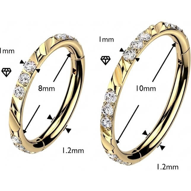 Titan Ring Facettenschliffe dreifach Zirkonia Clicker - Image 2