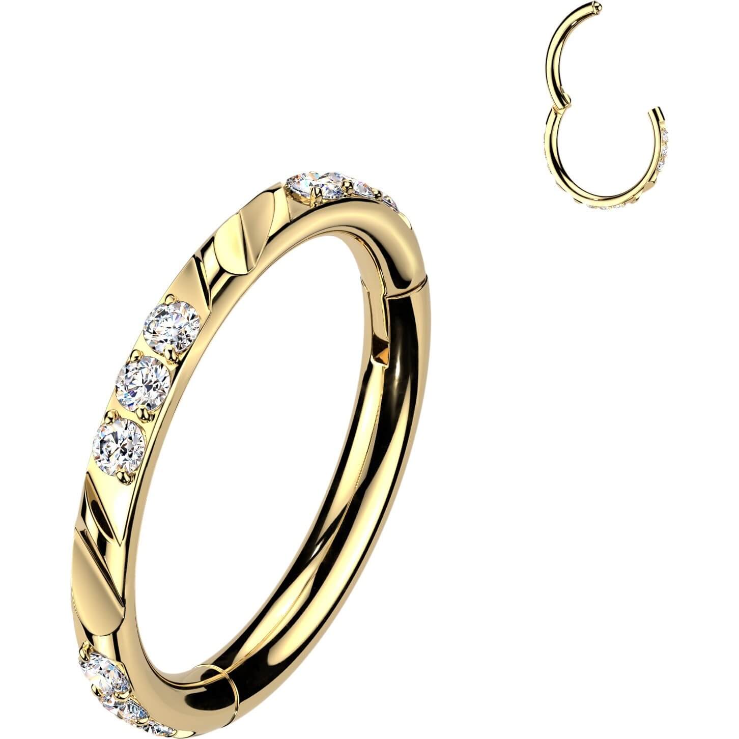 Titan Ring Facettenschliffe dreifach Zirkonia Clicker - Image 3