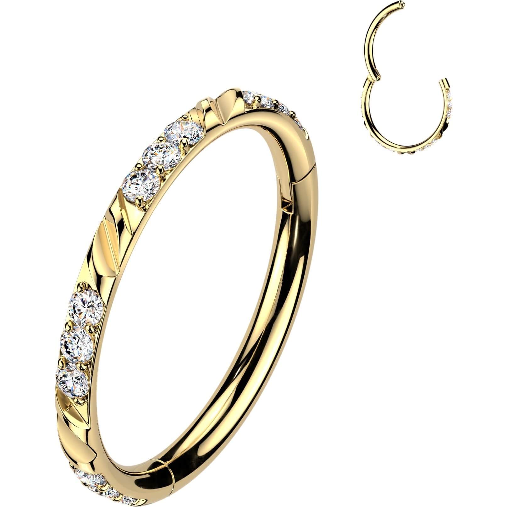 Titan Ring Facettenschliffe dreifach Zirkonia Clicker - Image 4