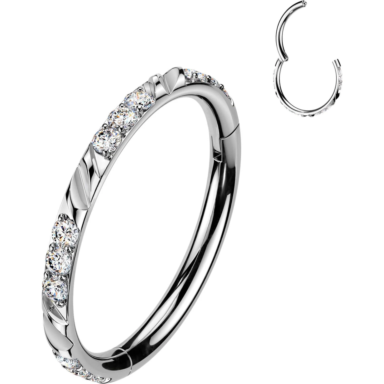 Titan Ring Facettenschliffe dreifach Zirkonia Clicker - Image 6