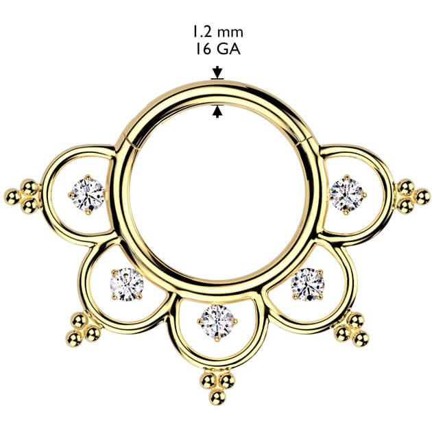 Titan Ring Filigran Zirkonias und Kugeln Clicker - Image 2