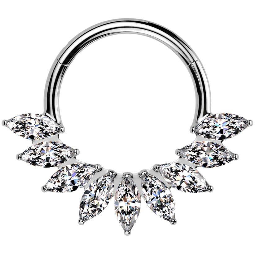 Titan Ring Zirkonia Marquise Schliff Fächer Clicker