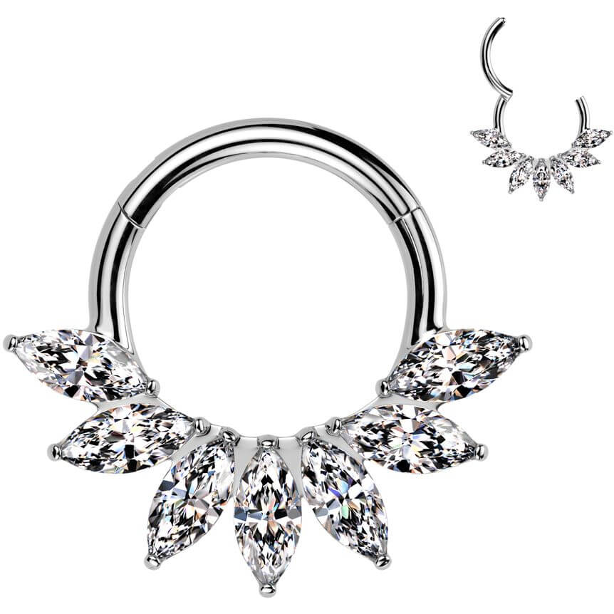 Titan Ring Zirkonia Marquise Schliff Fächer Clicker - Image 5