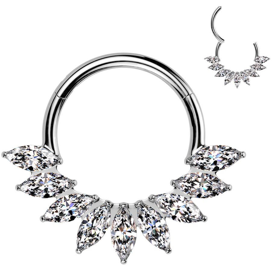 Titan Ring Zirkonia Marquise Schliff Fächer Clicker - Image 6