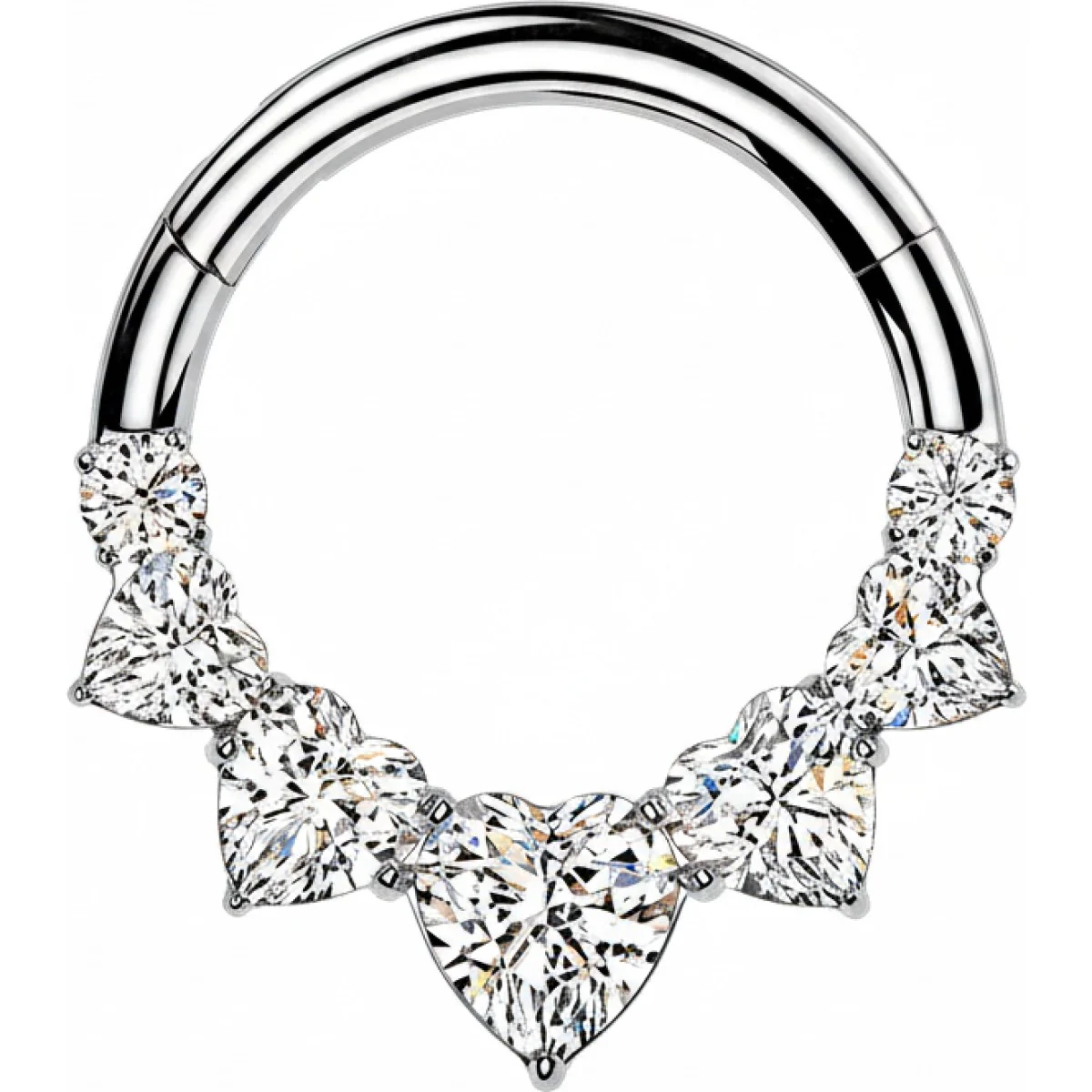 Titan Ring Herz Zirkonia Clicker