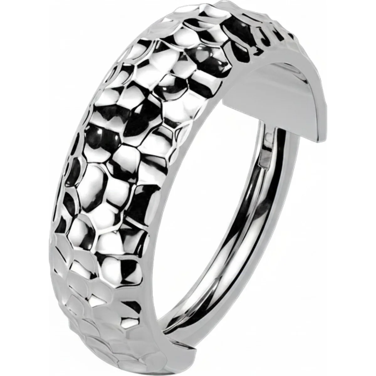 Titan Ring breit gehämmertes Muster Clicker