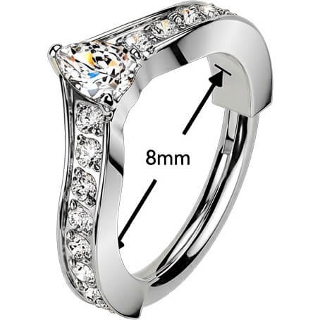 Titan Ring Pave Zirkonia Chevron zentriert Birne Zirkonia Clicker - Image 2
