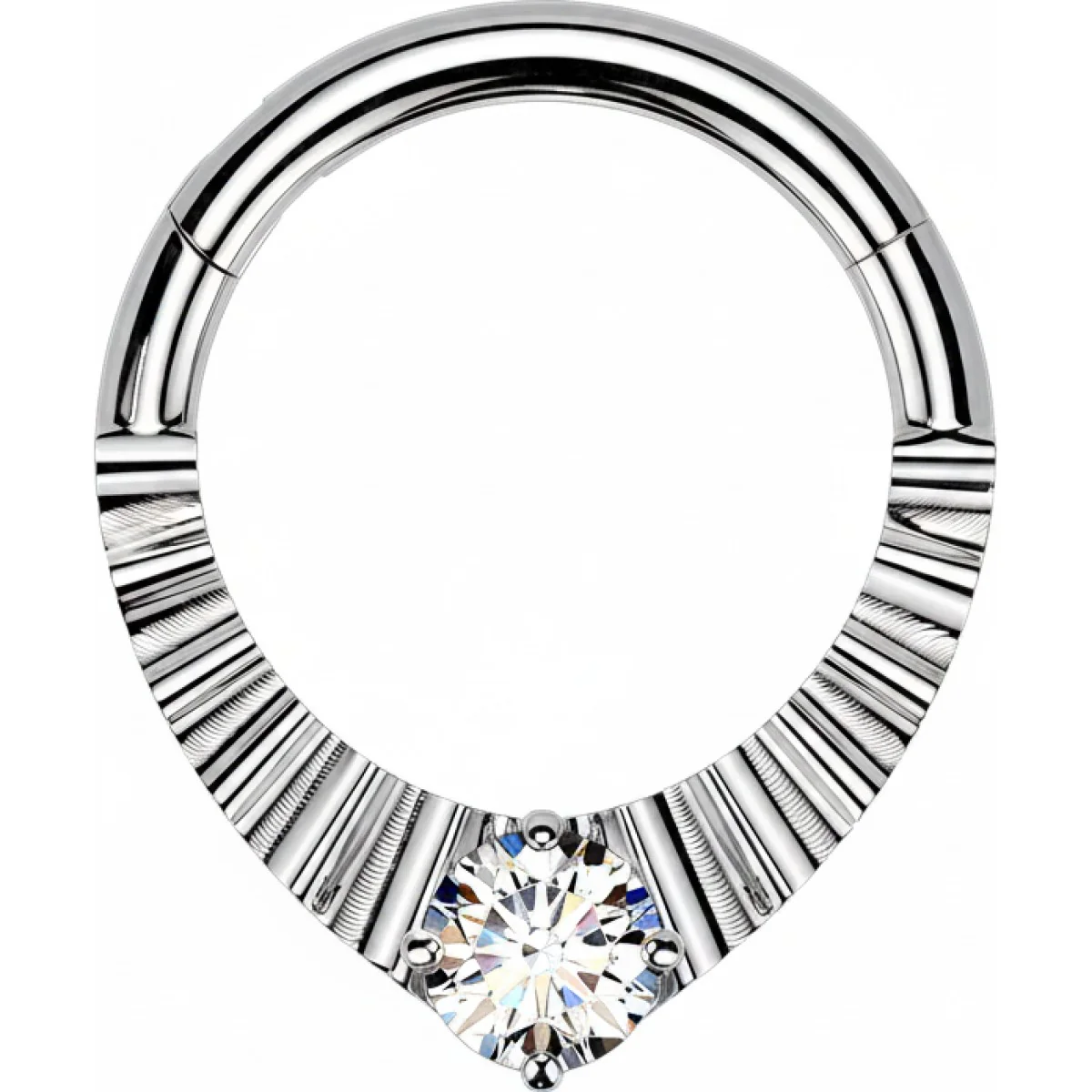 Titan Ring facettierter Tropfen Zirkonia Mitte Clicker