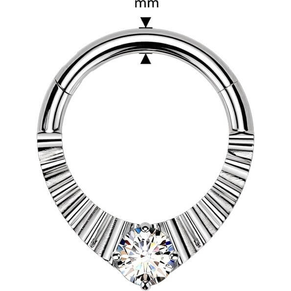 Titan Ring facettierter Tropfen Zirkonia Mitte Clicker - Image 2