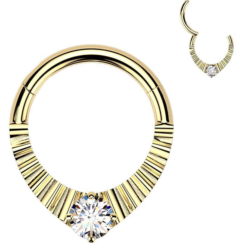 Titan Ring facettierter Tropfen Zirkonia Mitte Clicker - Image 3