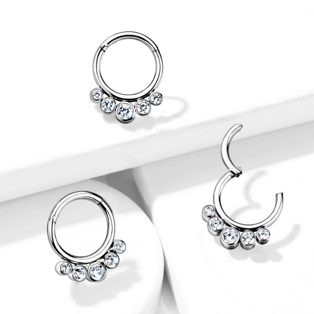 Titan Ring 5 Zirkonia Silber Clicker - Image 4