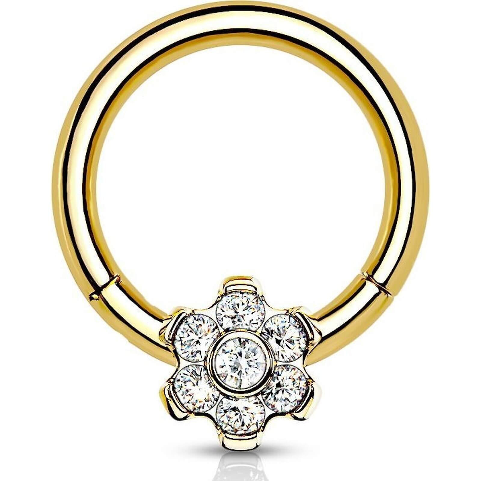 Titan Ring Blume Zirkonia Clicker