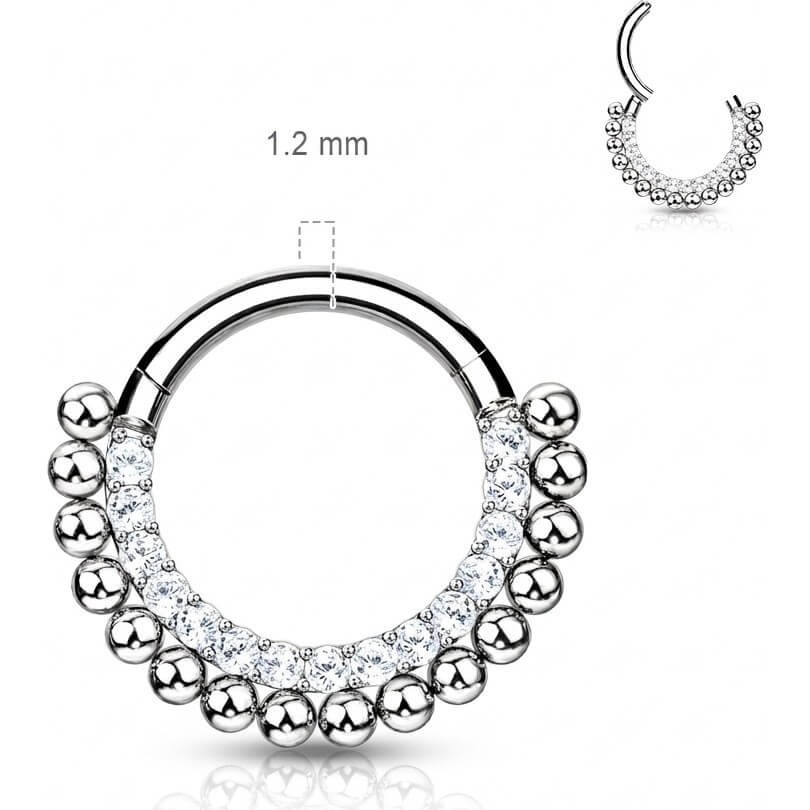 Titan Ring Kugel Zirkonia Silber Clicker - Image 4